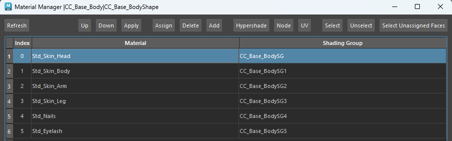 Per-Mesh Material Manager for Autodesk Maya plugin screenshot